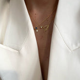 Double Saturn Necklace Layering Set Sterling Silver